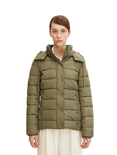 TOM TAILOR Damen Winterjacke mit Kapuze 1032480, 10905 - Tree Moss Green, L von TOM TAILOR