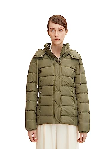 TOM TAILOR Damen Winterjacke mit Kapuze 1032480, 10905 - Tree Moss Green, L von TOM TAILOR