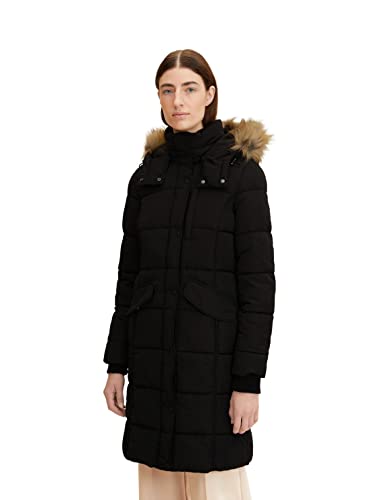 TOM TAILOR Damen Wintermantel mit Kapuze 1032489, 14482 - Deep Black, XS von TOM TAILOR