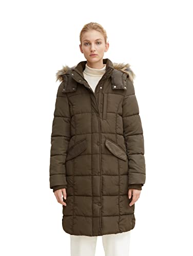 TOM TAILOR Damen Wintermantel mit Kapuze 1032489, 18123 - Tarmac Khaki, L von TOM TAILOR