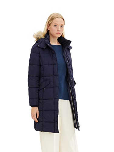 TOM TAILOR Damen Wintermantel mit Kapuze 1032489, 30025 - Navy Midnight Blue, XS von TOM TAILOR