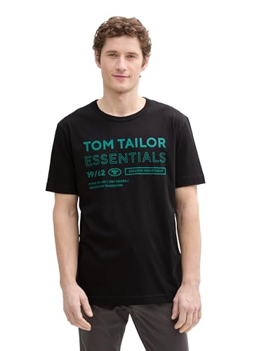 TOM TAILOR Denim Basic T-Shirt mit Print, Off White, M von TOM TAILOR