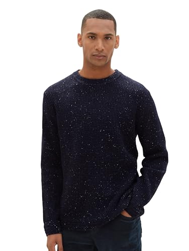 TOM TAILOR Herren Colorblock Pullover, sky captain multicolor neps, L von TOM TAILOR