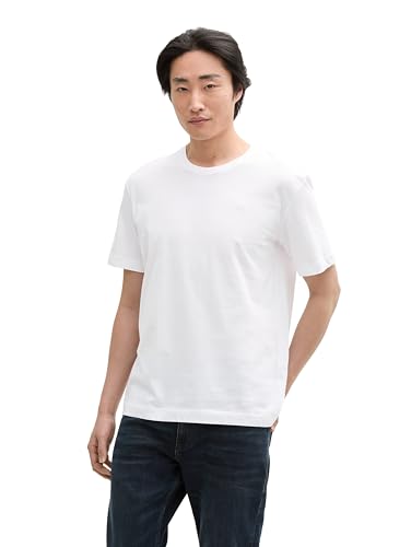 TOM TAILOR Denim Mini-Blusenkleid mit Streifenmuster, White Green Vertical Stripe, S von TOM TAILOR