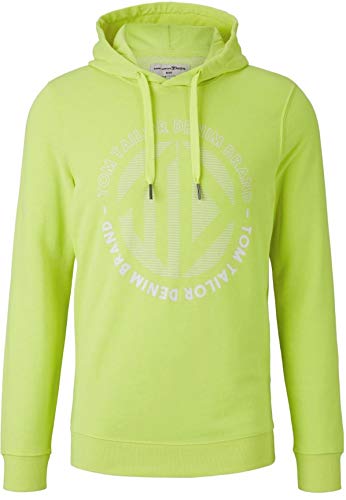 TOM TAILOR Denim Sweatshirt Hoodie mit Brustprint neon Green, XL von TOM TAILOR