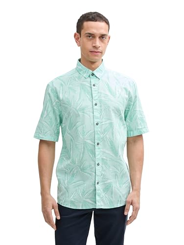 TOM TAILOR Fitted Kurzarmhemd aus Baumwolle, Sky Captain Blue, XL von TOM TAILOR