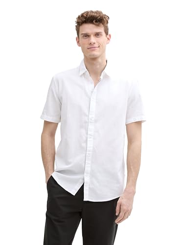 TOM TAILOR Fitted Kurzarmhemd mit Muster, Grey Graphic minimal Design, L von TOM TAILOR