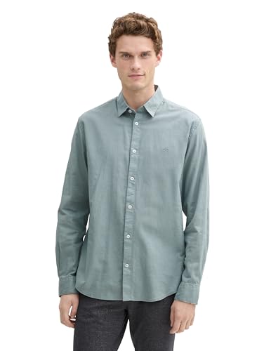 TOM TAILOR Fitted Kurzarmhemd mit Muster, Grey small Hexagon Design, XS von TOM TAILOR