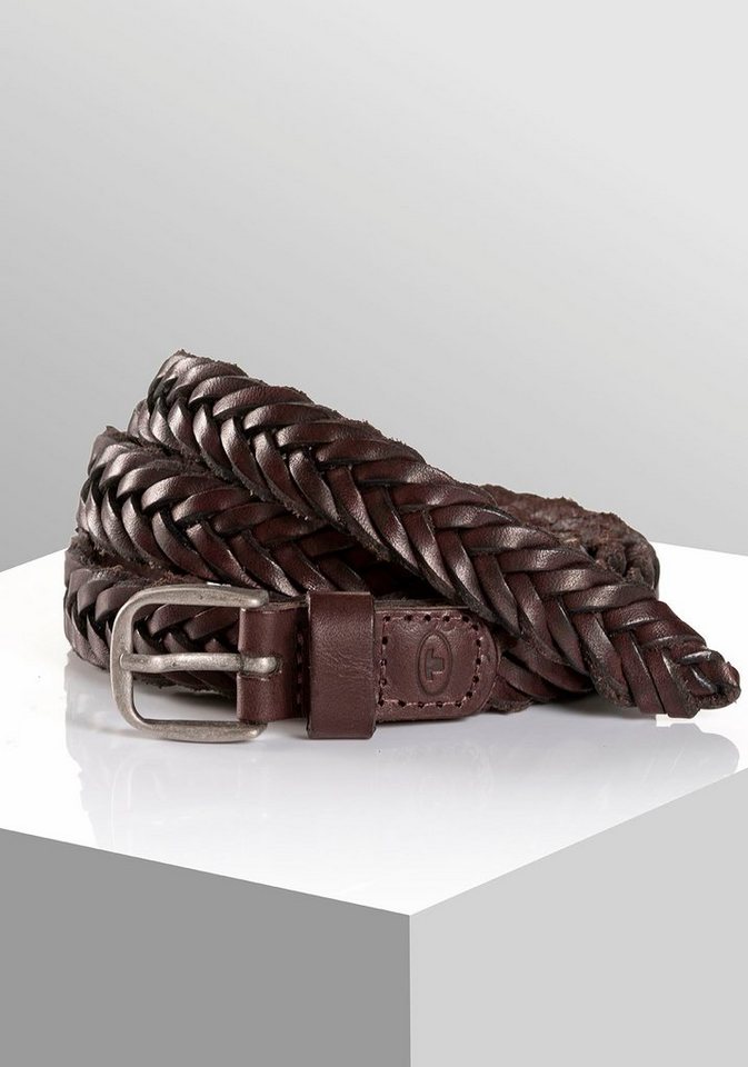 TOM TAILOR Flechtgürtel TTCLAUDETTE 2 cm breiter Damengürtel, stufenlos verstellbar, Echtleder von TOM TAILOR