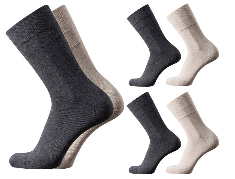 TOM TAILOR Socken Tom Tailor Herren Socken 4er Pack uni basic beige, anthrazit Tom Tailor Herren Socken 4er Pack uni basic beige, anthrazit von TOM TAILOR