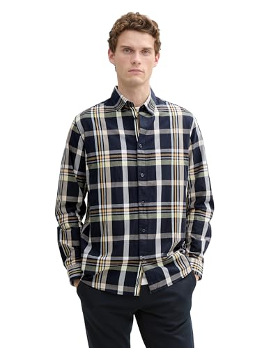 TOM TAILOR Gemustertes Hemd aus Baumwolle, Tarmac Grey Stripe Design, L von TOM TAILOR