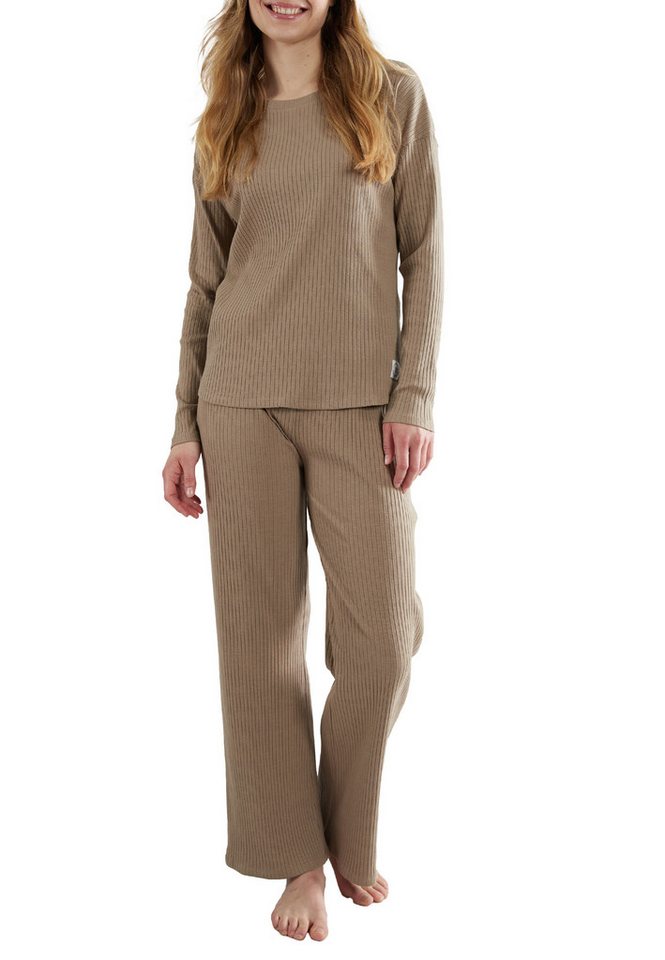 TOM TAILOR Hausanzug TOM TAILOR Damen Trainingsanzug braun uni (1 tlg) von TOM TAILOR