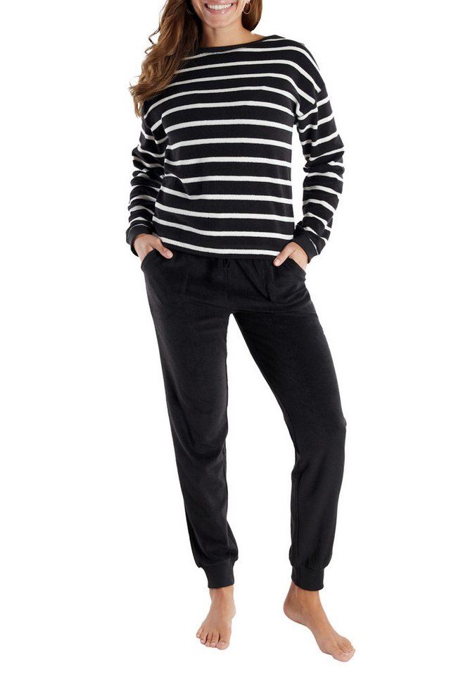 TOM TAILOR Hausanzug TOM TAILOR Damen Trainingsanzug grau quergestreift (1 tlg) von TOM TAILOR