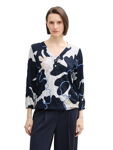 Tom Tailor Damen 1045560 T-Shirt, 37124-Big Floral Shapes Design, M von TOM TAILOR
