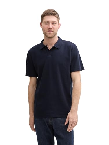 TOM TAILOR Henley T-Shirt aus Baumwolle, Navy White fine Stripe, L von TOM TAILOR