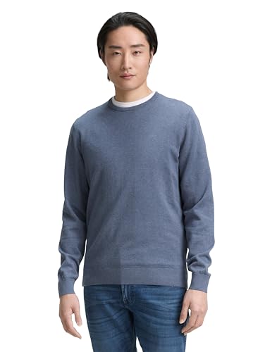 TOM TAILOR Herren 1012819 Basic Strickpullover Mit Crewneck, 18964 - Vintage Indigo Blue Melange, L EU von TOM TAILOR
