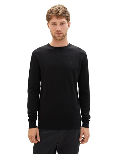 TOM TAILOR Herren 1012819 Basic Strickpullover Mit Crewneck, 29999 - Black, L EU von TOM TAILOR