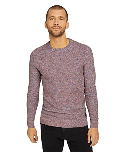 TOM TAILOR Herren Basic Strickpullover aus Bio-Baumwolle 1023824, 25835 - Blue Orange White Mouline, 3XL von TOM TAILOR