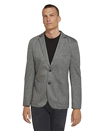 TOM TAILOR Herren Jersey Blazer 1027554, 27828 - Grey Melange Pique Structure, 52 von TOM TAILOR