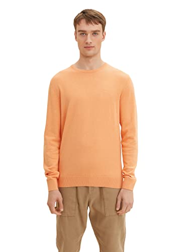 TOM TAILOR Herren 1027661 Basic Crewneck Strickpullover, 22247 - Mandarin Orange Melange, M von TOM TAILOR