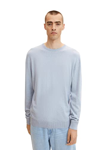 TOM TAILOR Herren 1027661 Basic Crewneck Strickpullover, 30312 - Light Grey Blue Melange, 3XL von TOM TAILOR