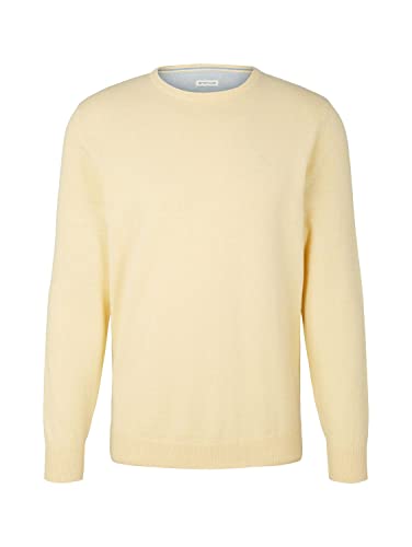 TOM TAILOR Herren 1027661 Basic Crewneck Strickpullover, 31084 - Light Soft Yellow Melange, XXL von TOM TAILOR