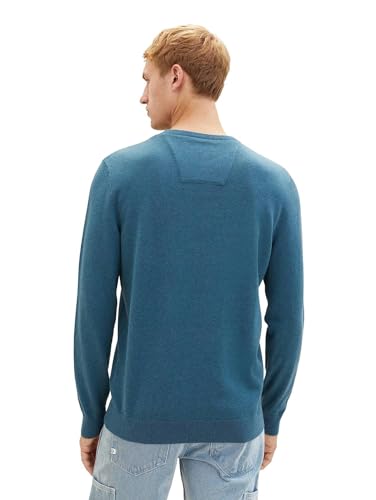 TOM TAILOR Herren 1027661 Basic Crewneck Strickpullover, 32721-dark Green Melange, XXL von TOM TAILOR