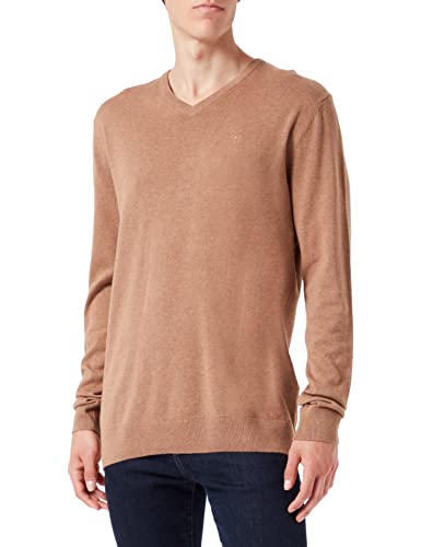 TOM TAILOR Herren 1027665 Basic Strickpullover mit V-Ausschnitt, 18950 - Havana Brown Melange, S von TOM TAILOR