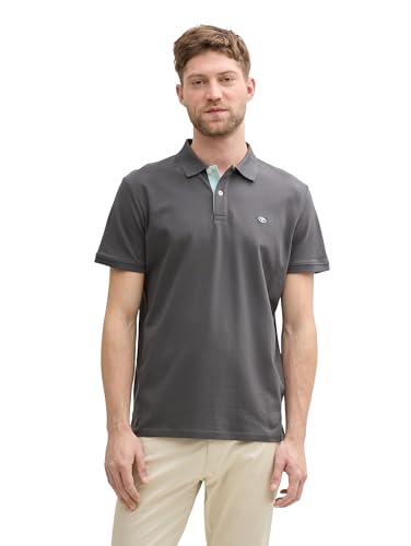 TOM TAILOR Herren 1027713 Piqué Poloshirt aus Baumwolle, 10307 - Dark Shadow, L von TOM TAILOR