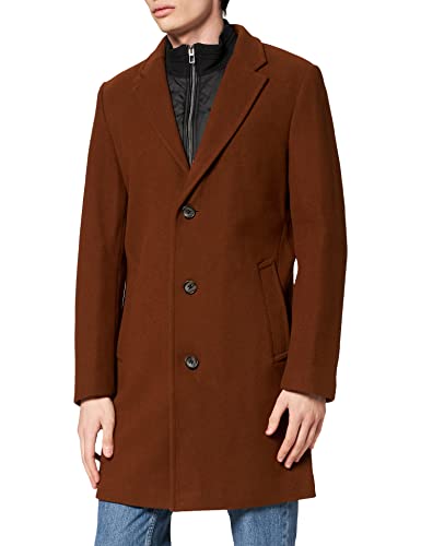 TOM TAILOR Herren Wollmantel mit Innenjacke 1028333, 25985 - Deep Cognac, M von TOM TAILOR