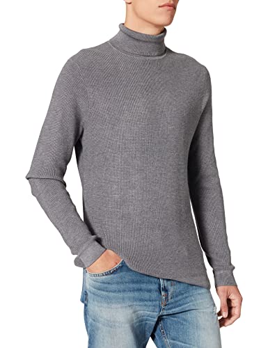 TOM TAILOR Herren Strukturierter Rollkragenpullover mit LENZING, ECOVERO 1028726, 12075 - Stormy Gray Melange, XXL von TOM TAILOR