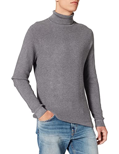 TOM TAILOR Herren Strukturierter Rollkragenpullover mit LENZING, ECOVERO 1028726, 12075 - Stormy Gray Melange, XXL von TOM TAILOR