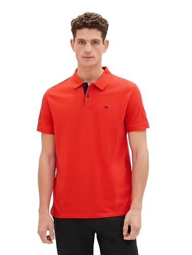 TOM TAILOR Herren Basic Piqué Poloshirt, Basic Red, XXXL von TOM TAILOR