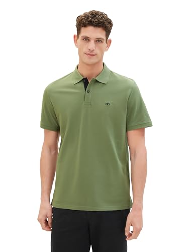 TOM TAILOR Herren Basic Piqué Poloshirt, dull moss green, XL von TOM TAILOR