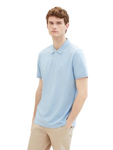 TOM TAILOR Herren 1031006 Basic Piqué Poloshirt, 32245 - Washed Out Middle Blue, XL von TOM TAILOR