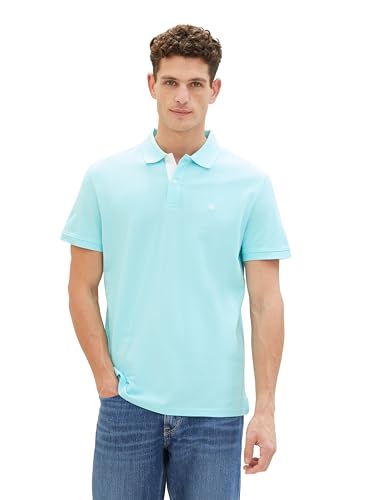 TOM TAILOR Herren Basic Piqué Poloshirt, caribbean turquoise, M von TOM TAILOR