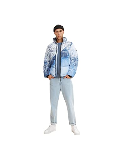 TOM TAILOR Herren Puffer Jacke mit Stehkragen 1032482, 30517 - Blue White Mount Design, M von TOM TAILOR