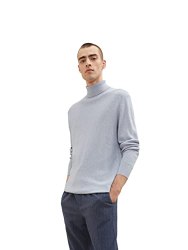 TOM TAILOR Herren 1033684 Basic Rollkragenpullover, 30312 - Light Grey Blue Melange, M von TOM TAILOR