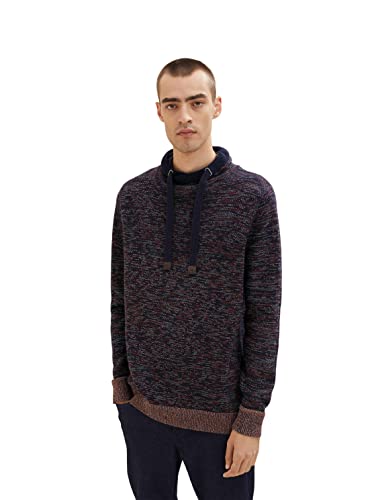 TOM TAILOR Herren 1034304 Strickpullover mit Kragen, 30809 - Navy Red Ice Mouline, XXL von TOM TAILOR