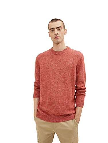 TOM TAILOR Herren 1034333 Strickpullover in Melange-Optik, 30821 - Spicy Red Injected Melange, S von TOM TAILOR