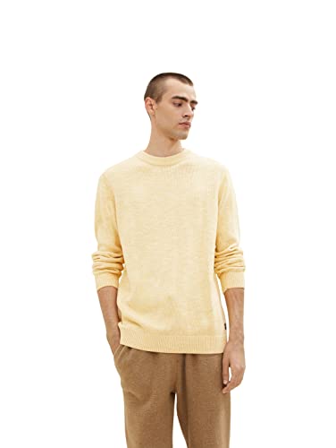 TOM TAILOR Herren 1034333 Strickpullover in Melange-Optik, 31009 - Yellow White Injected Melange, M von TOM TAILOR