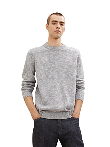 TOM TAILOR Herren 1034333 Strickpullover in Melange-Optik, 31010 - Grey White Injected Melange, L von TOM TAILOR