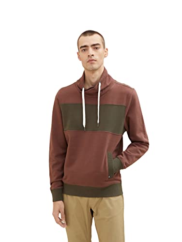 TOM TAILOR Herren 1034405 Hoodie Sweatshirt mit Streifen, 30872 - Chili Oil Red Green Finestripe, XXL von TOM TAILOR