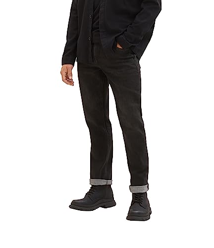 TOM TAILOR Herren 1034643 Marvin Straight Jeans, 10240 - Black Denim, 31W / 30L von TOM TAILOR