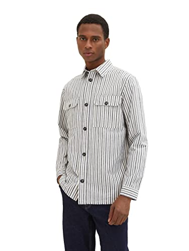 TOM TAILOR Herren 1034885 Hemd, 31171 - Navy Off White Stripe, 3XL von TOM TAILOR