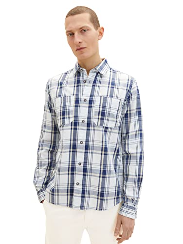 TOM TAILOR Herren 1034888 Hemd, 31174 - Off White Indigo Check, M TOM TAILOR Herren 1034888 Hemd, 31174 - Off White Indigo Check, M von TOM TAILOR