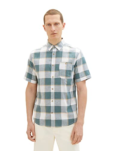 TOM TAILOR Herren 1034902 Hemd, 31236 - Bluish Green Off White Check, L von TOM TAILOR