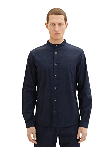 TOM TAILOR Herren 1034903 Hemd, 31280 - Navy Leaf Structure Design, XXL von TOM TAILOR