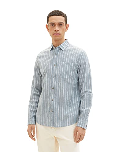 TOM TAILOR Herren 1034905 Hemd, 31247 - Bluish Green Off White Stripe, XXL von TOM TAILOR