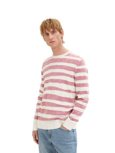 TOM TAILOR Herren 1034937 Pullover, 31617 - Velvet Rose Water Stripe, L von TOM TAILOR